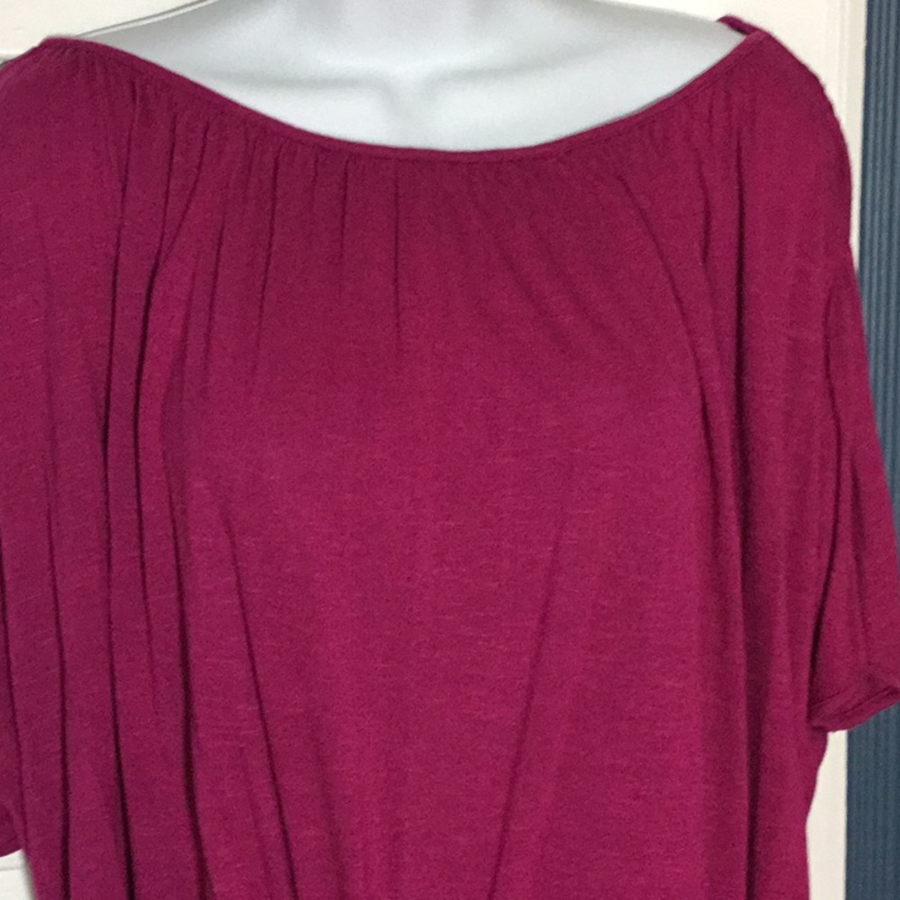 Bright pink tie front top